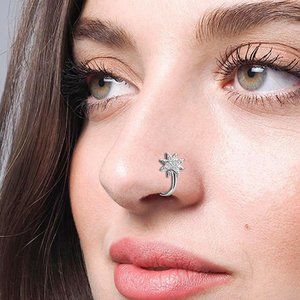 Silver Nose Rings Hoop Non Pierced